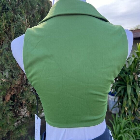 WeWoreWhat Revolve Womens Athletic Polo Bra Top MEDIUM In Court Green - Picture 2 of 7